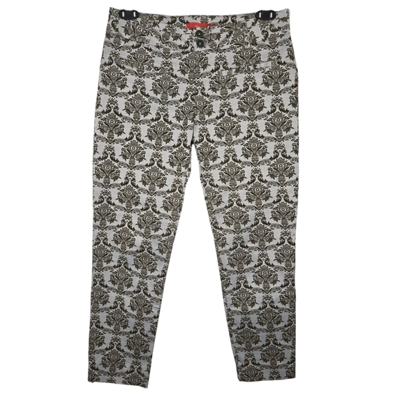 Anthropologie Cartonnier Women Tailored Jacquard Charlie Ankle Crop Pants Size 6 - Picture 1 of 11
